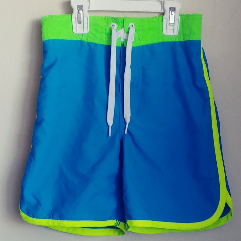 Joe Boxer Boys Swim Shorts Blue Lime Green Yellow Size S 6/7